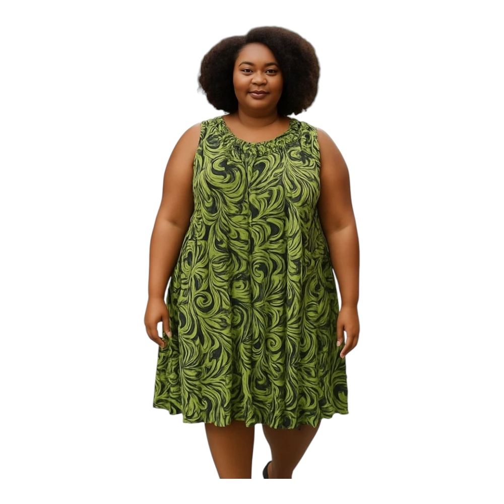 PerSeption Women Green and Black Sleeveless Dress